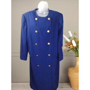 Talbots Wool Double Breasted Coat Womens Navy 16 Overcoat Trench Duster